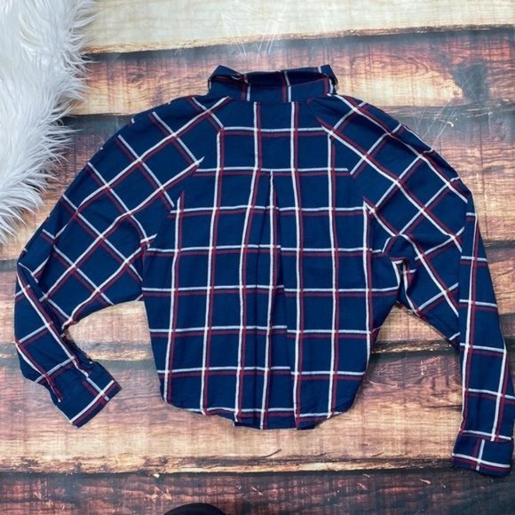 RELISTED Fashion Nova Plaid Striped Wrap Front Shirt - Picture 6 of 7